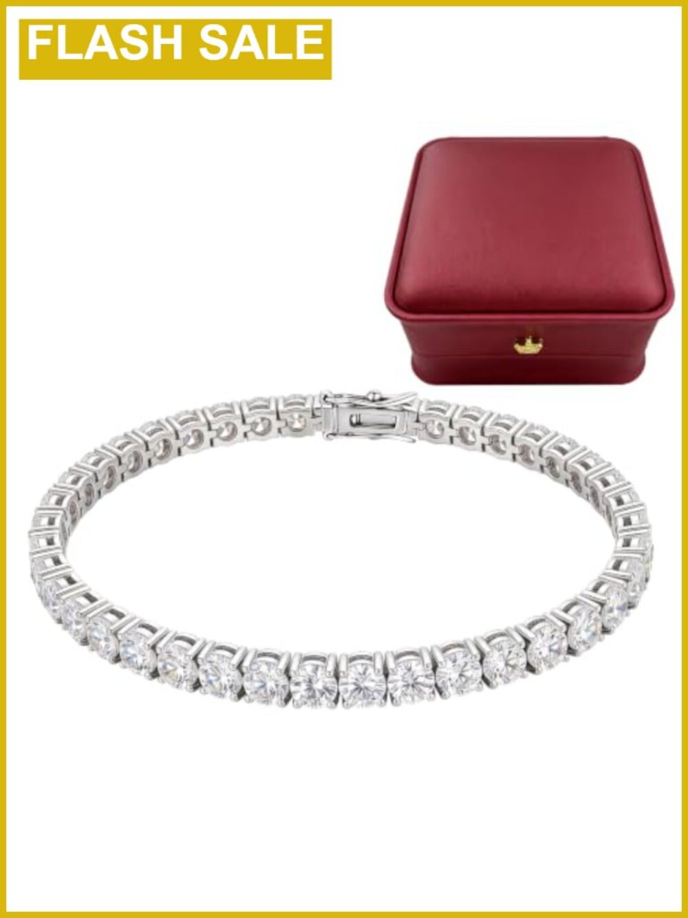 14K White Gold Plated Tennis Bracelet 4mm Cubic Zirconia Bezel Set Stackable